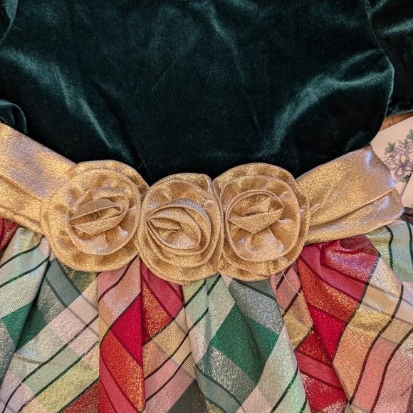 NWT! Iris & Ivy Plaid Stretch Velvet & Taffeta Party Dress - Picture 3 of 14